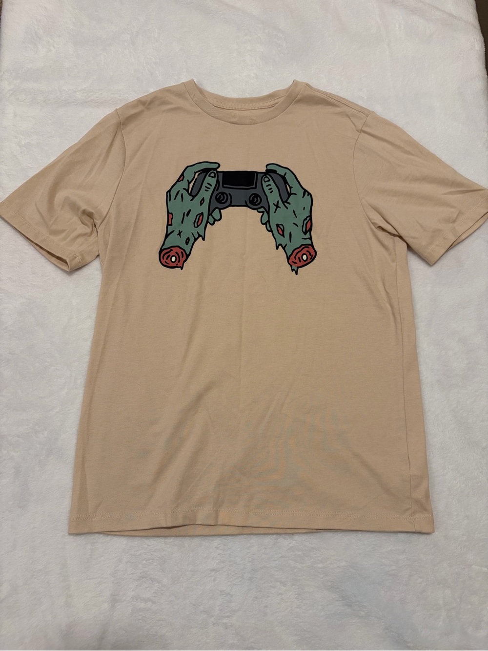Wonder Nation Boys XL (14-16) Tan Zombie Gaming Controller Graphic Tee
